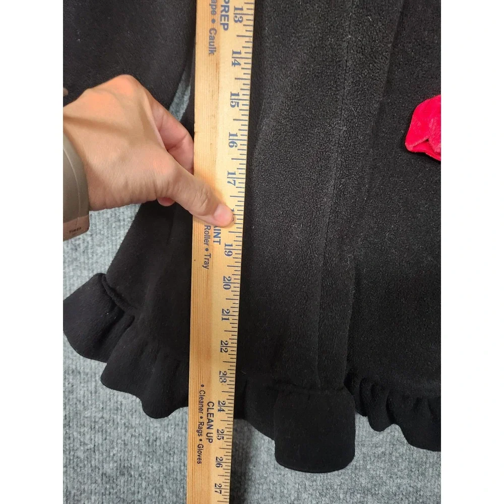 Copper Key Coat Girls 4/5 Black Ruffle Dress Jacket Red Rose Buttons Velvet Trim